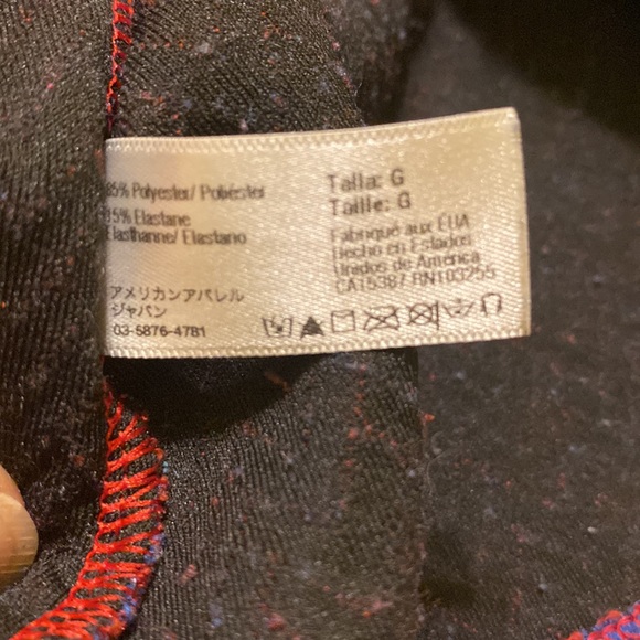 American Apparel fitted mini dress, stretchy, blue & red, zig zag, Large - Picture 9 of 10